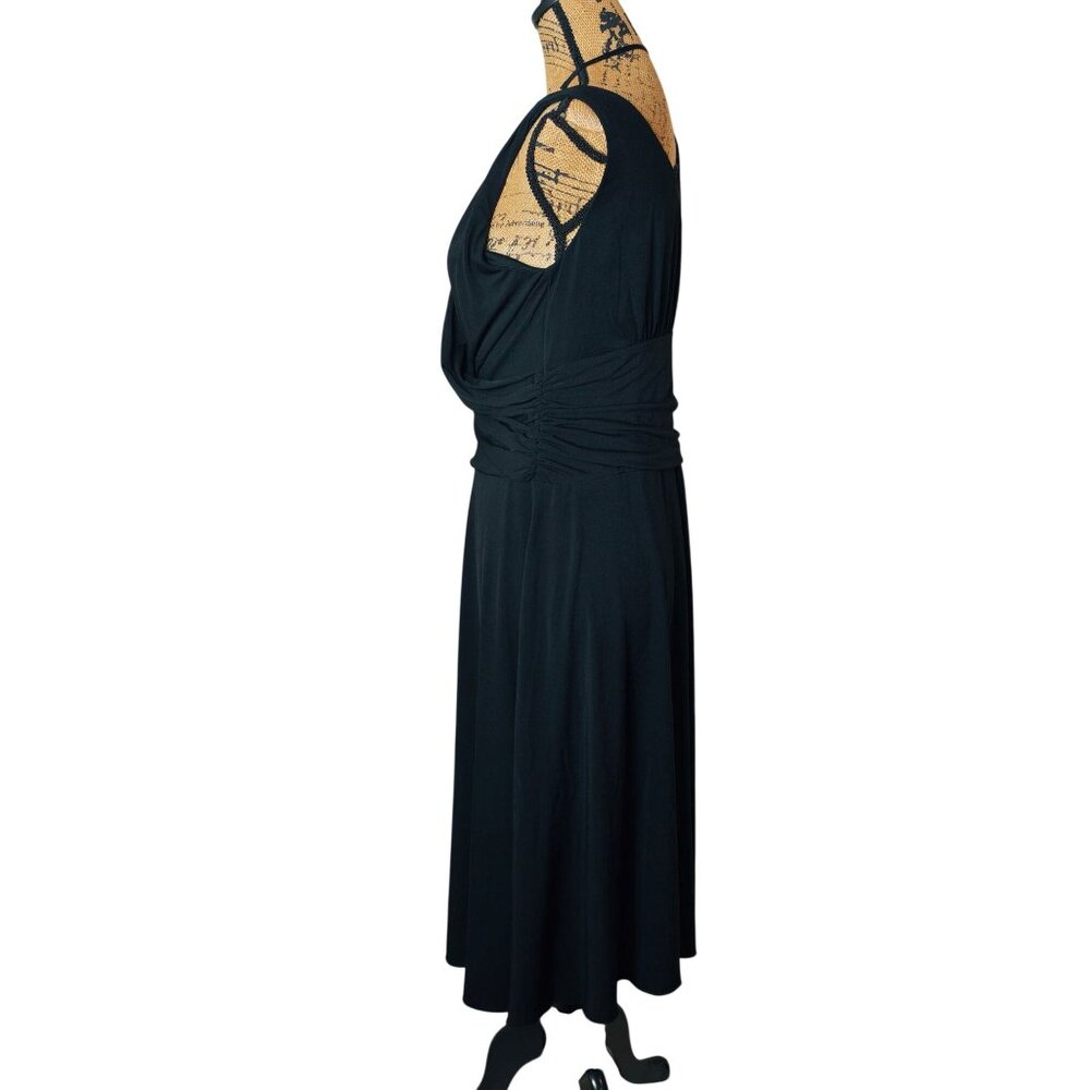 Rabbit Rabbit Rabbit Womens Black Dress 8 Sleeveless Surplice Wrap Midi Stretch - Picture 4 of 6